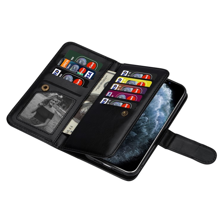 With 9 Card Slots Cell Phone Leather Case for iPhone 12 Pro Max 6.7-inch - Black-6