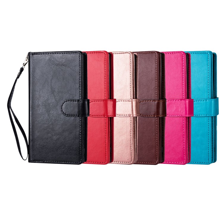 With 9 Card Slots Cell Phone Leather Case for iPhone 12 Pro Max 6.7-inch - Black-9
