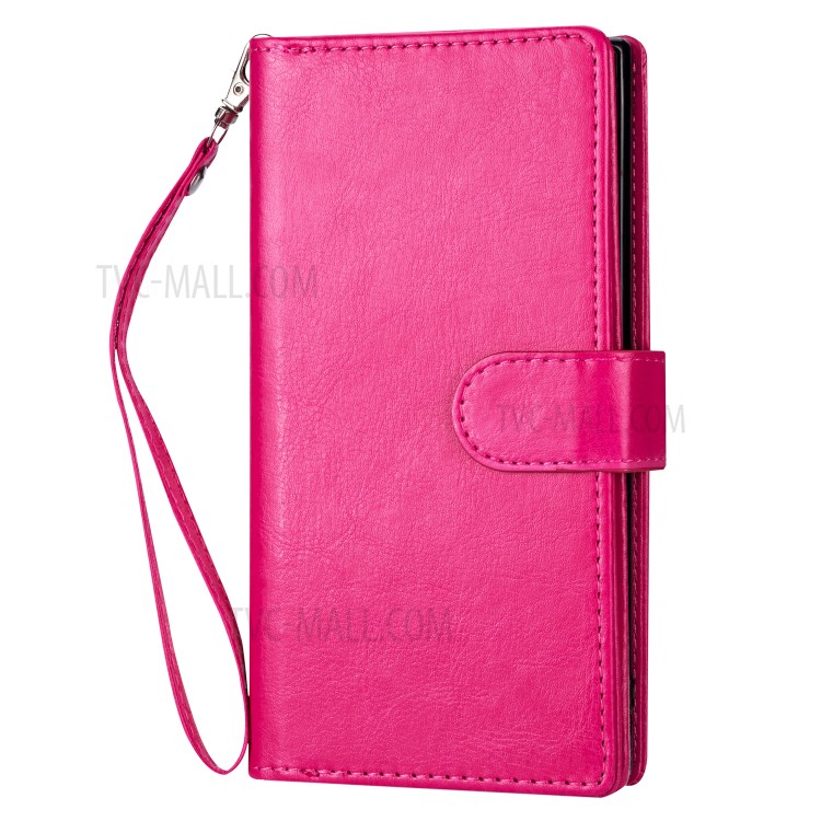 With 9 Card Slots Cell Phone Leather Case for iPhone 12 Pro Max 6.7-inch - Rose-2