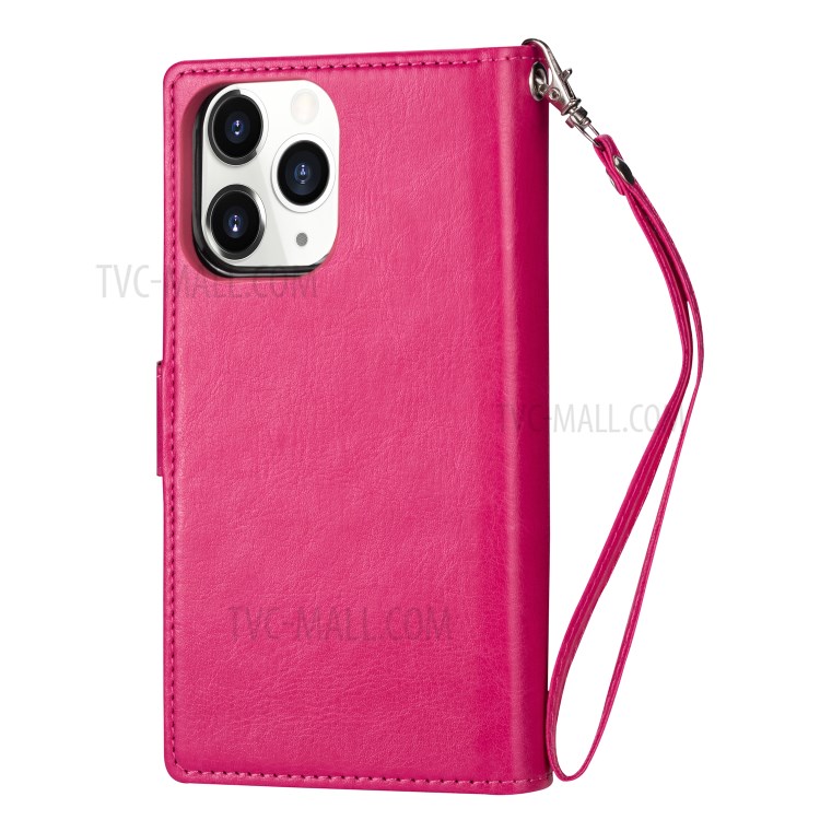 With 9 Card Slots Cell Phone Leather Case for iPhone 12 Pro Max 6.7-inch - Rose-3
