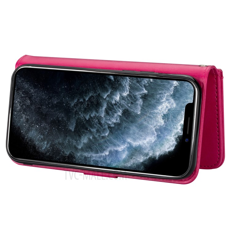 With 9 Card Slots Cell Phone Leather Case for iPhone 12 Pro Max 6.7-inch - Rose-4