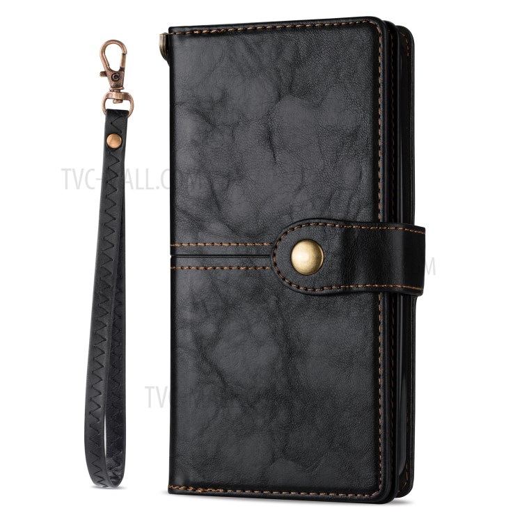 Retro Metal Buckle Wallet Stand Leather Phone Case with Lanyard for iPhone 12 5.4 inch - Black-4