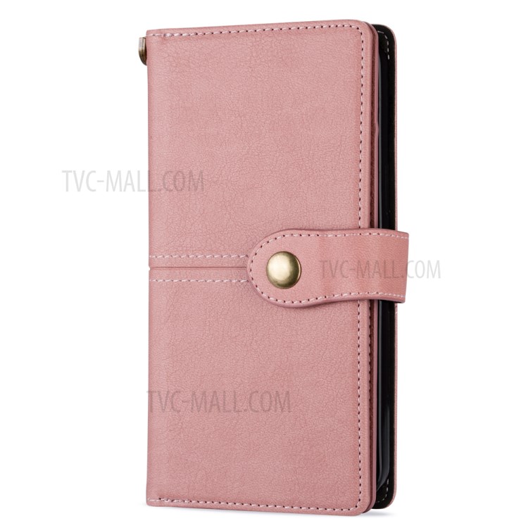 Retro Metal Buckle Wallet Stand Leather Phone Shell with Lanyard for iPhone 12 Pro Max 6.7 inch - Pink-2