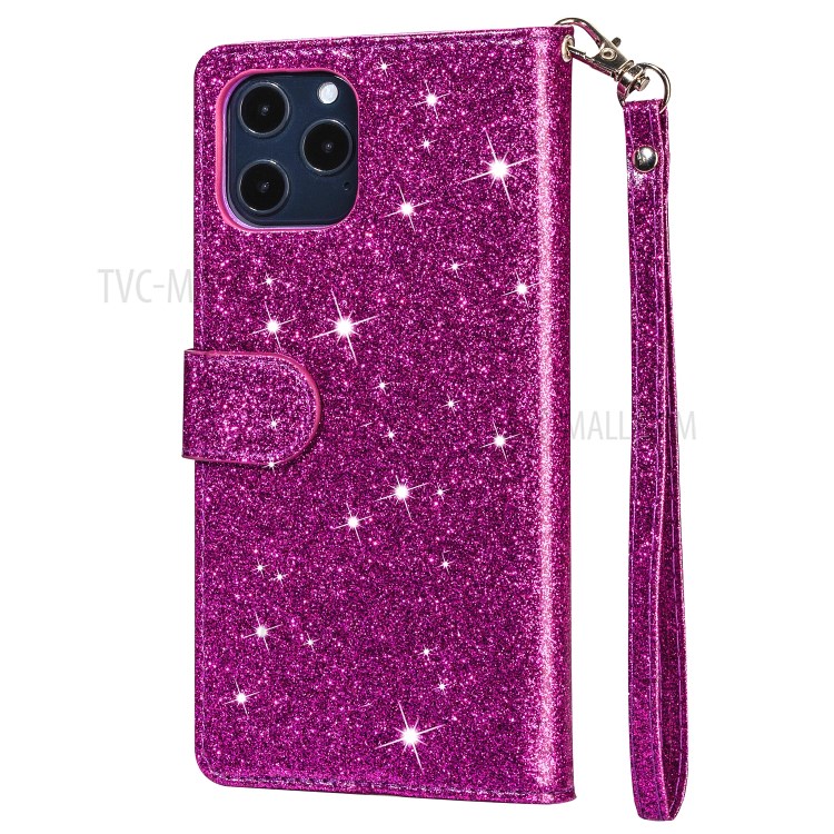 Flash-Pulver Reißverschluss Schlag-Leder Telefonkasten Mit Riemen Für Iphone 12 Pro Inch Max 6.7 - Lila-3