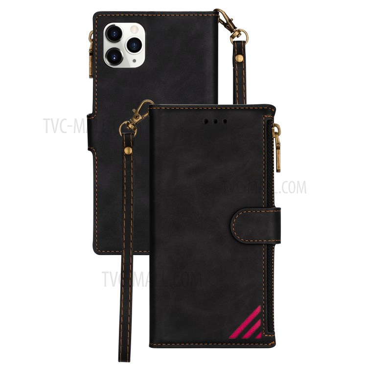 Wallet Phone Case PU Leather Coated TPU Cover for iPhone 12 Pro / iPhone 12 Max 6.1-inch - Black-1