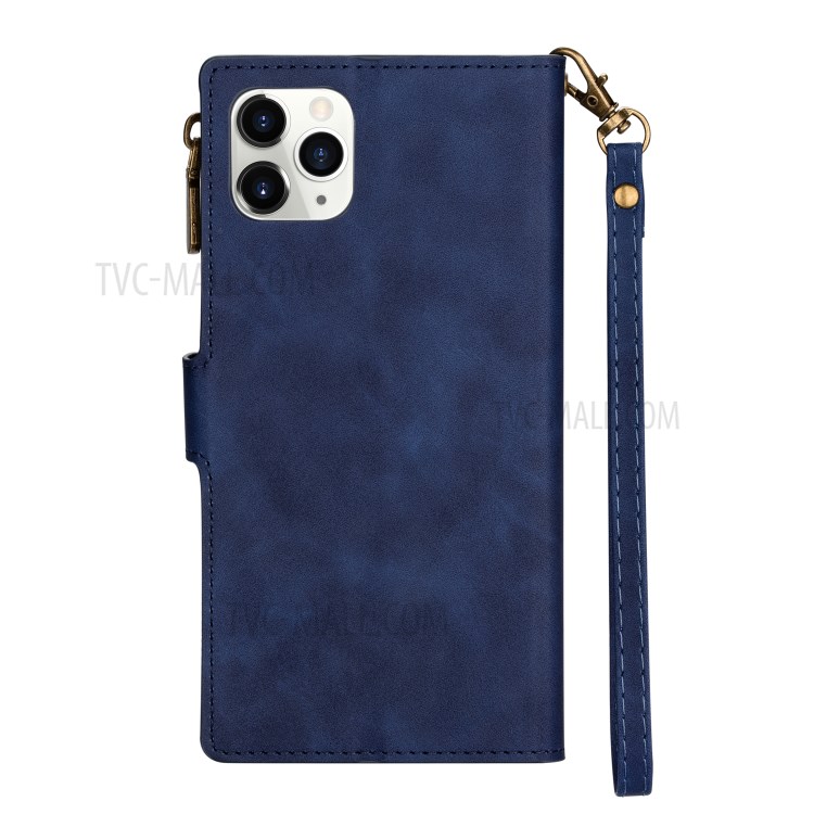 Wallet Phone Case PU Leather Coated TPU Cover for iPhone 12 Pro/12 - Blue-2