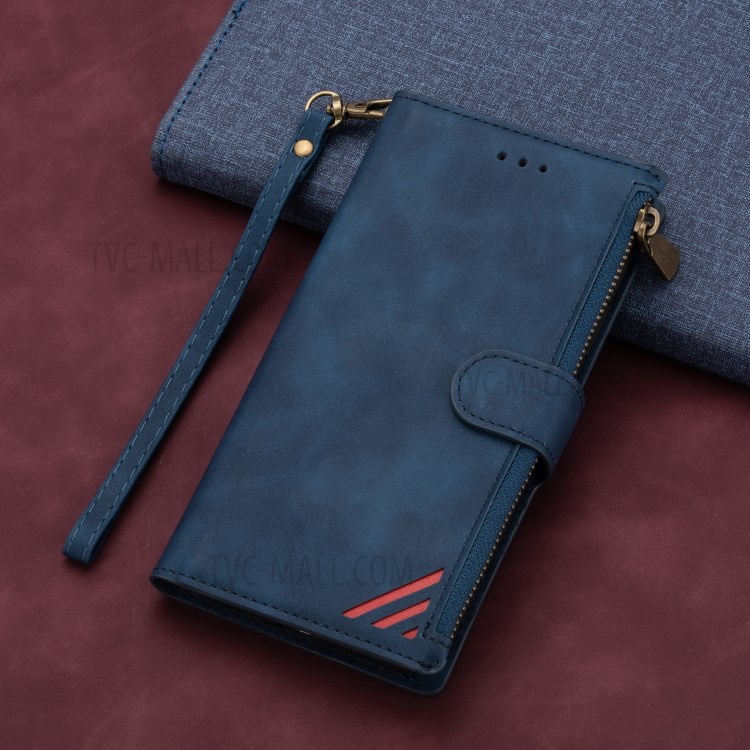 Wallet Phone Case PU Leather Coated TPU Cover for iPhone 12 Pro/12 - Blue-6