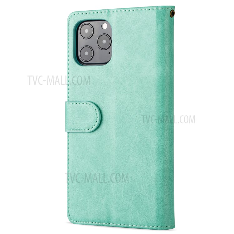 Zipper Pocket Leather Wallet Stand Case for iPhone 12 mini - Green-3