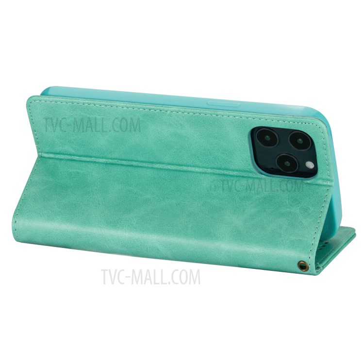 Zipper Pocket Leather Wallet Stand Case for iPhone 12 mini - Green-5
