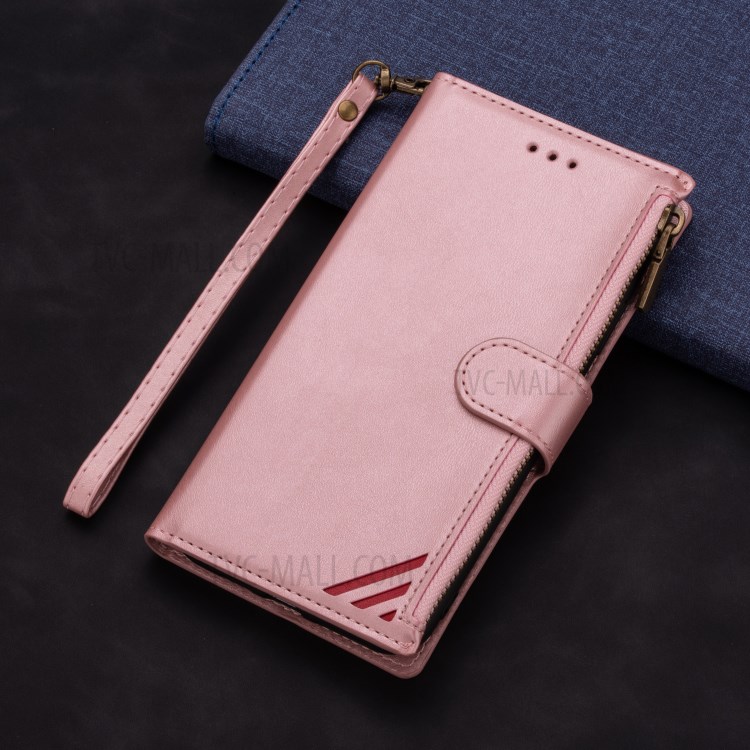 Stylish Zipper Pocket Wallet Stand Phone Case for iPhone SE (2nd Generation)/7/8 - Rose Gold-6