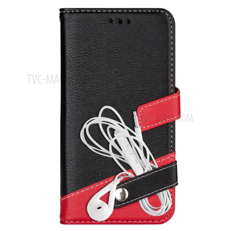 Color Splicing Litchi Skin PU Leather Wallet Stand Case for iPhone 12 5.4 inch - Black-6