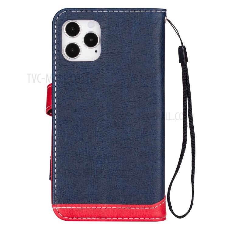 Litchi Texture PU Leather Shell (Contrast Color) for iPhone 12 Pro Max 6.7 inch - Blue-3