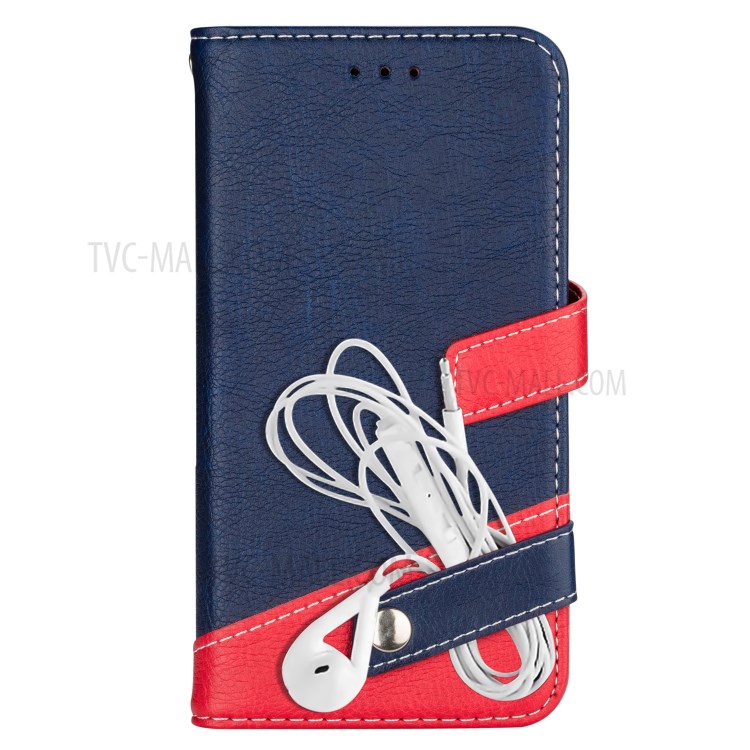 Litchi Texture PU Leather Shell (Contrast Color) for iPhone 12 Pro Max 6.7 inch - Blue-6