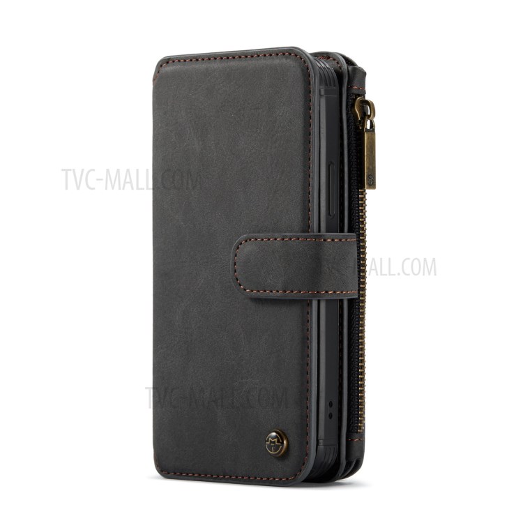 CASEME 2-in-1 Detachable 14 Slots Wallet Split Leather Shell for iPhone 12 Pro/12 Pro 6.1 inch - Black-6