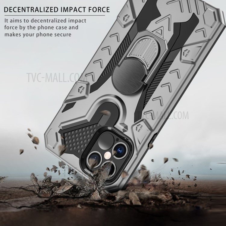 Armor Guard Detachable Kickstand TPU+PC Hybrid Protector Cover with Metal Sheet for iPhone 12 Pro Max 6.7 inch - Grey-5