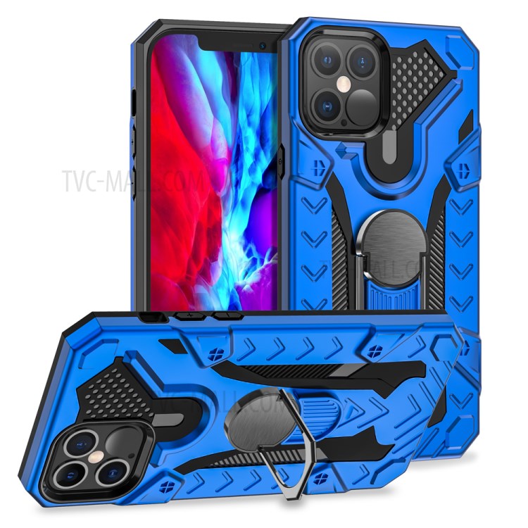 Armor Guard Detachable Kickstand TPU+PC Hybrid Protector Cover with Metal Sheet for iPhone 12 Pro Max 6.7 inch - Blue-1