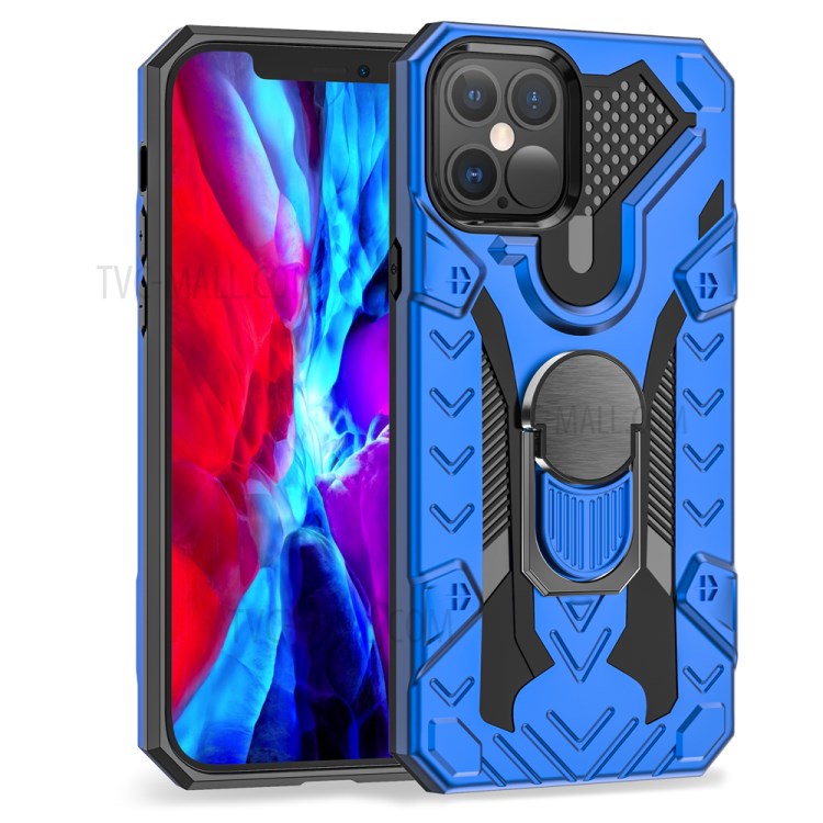 Armor Guard Detachable Kickstand TPU+PC Hybrid Protector Cover with Metal Sheet for iPhone 12 Pro Max 6.7 inch - Blue-2