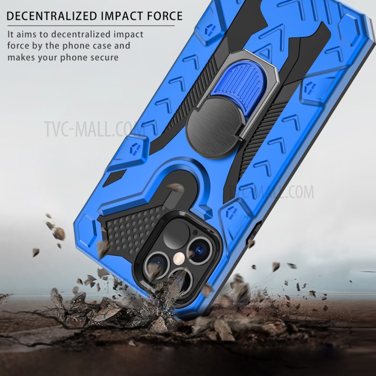 Armor Guard Detachable Kickstand TPU+PC Hybrid Protector Cover with Metal Sheet for iPhone 12 Pro Max 6.7 inch - Blue-5