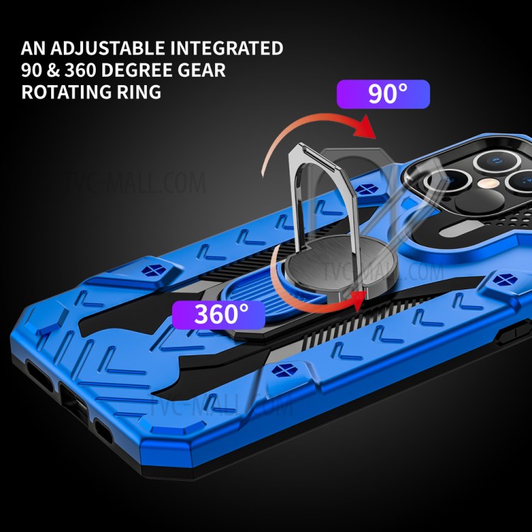 Armor Guard Detachable Kickstand TPU+PC Hybrid Protector Cover with Metal Sheet for iPhone 12 Pro Max 6.7 inch - Blue-7