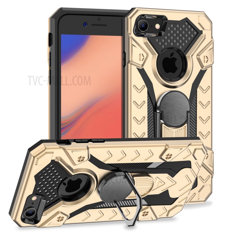 Armor Guard Detachable Kickstand TPU+PC Protector Case with Metal Sheet for iPhone SE (2nd Generation)/8/7 4.7 inch - Gold-1