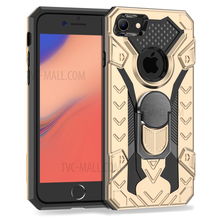 Armor Guard Detachable Kickstand TPU+PC Protector Case with Metal Sheet for iPhone SE (2nd Generation)/8/7 4.7 inch - Gold-2