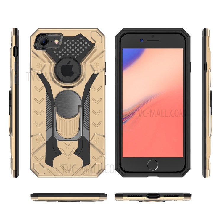 Armor Guard Detachable Kickstand TPU+PC Protector Case with Metal Sheet for iPhone SE (2nd Generation)/8/7 4.7 inch - Gold-8