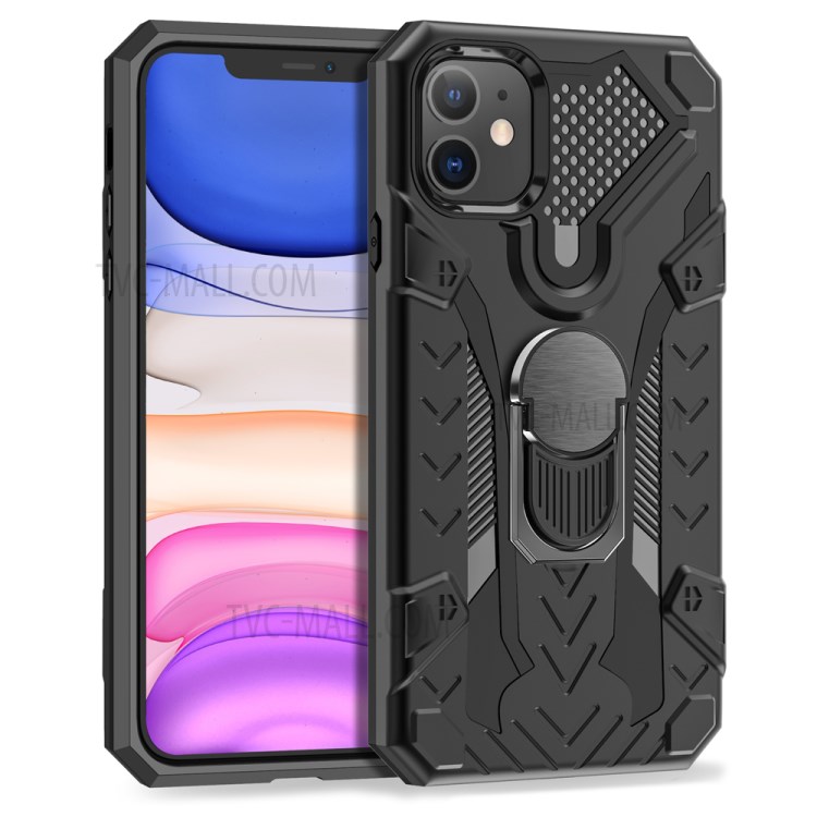 Armor Guard Detachable Kickstand TPU+PC Protector Shell with Metal Sheet for iPhone 11 6.1 inch - Black-2