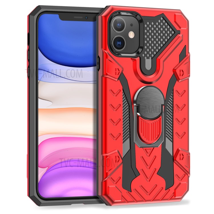 Armor Guard Detachable Kickstand TPU+PC Protector Shell with Metal Sheet for iPhone 11 6.1 inch - Red-2