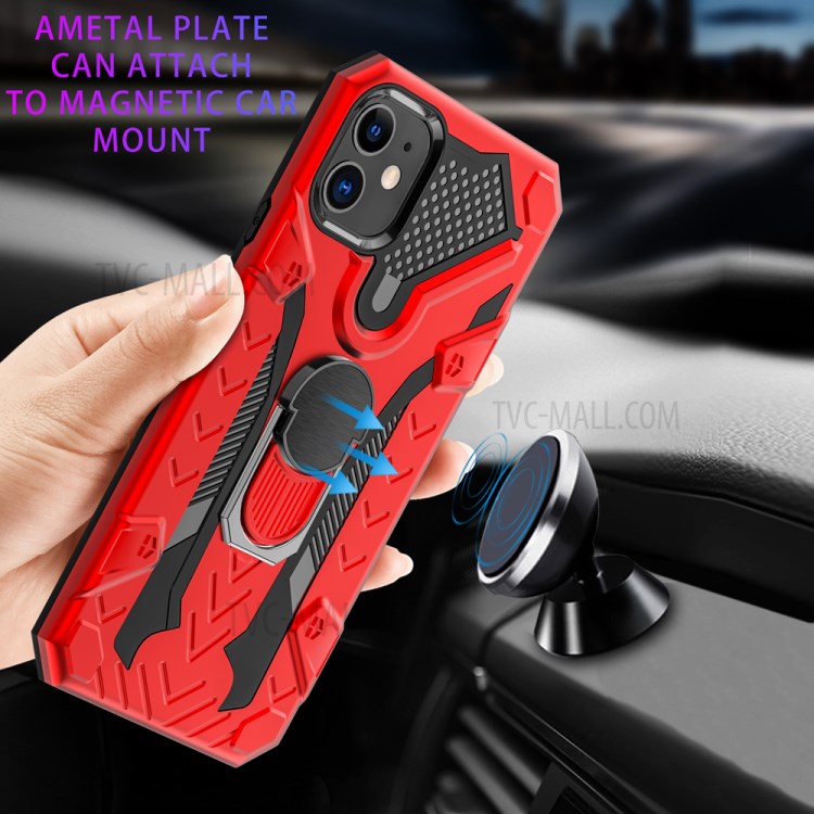 Armor Guard Detachable Kickstand TPU+PC Protector Shell with Metal Sheet for iPhone 11 6.1 inch - Red-4