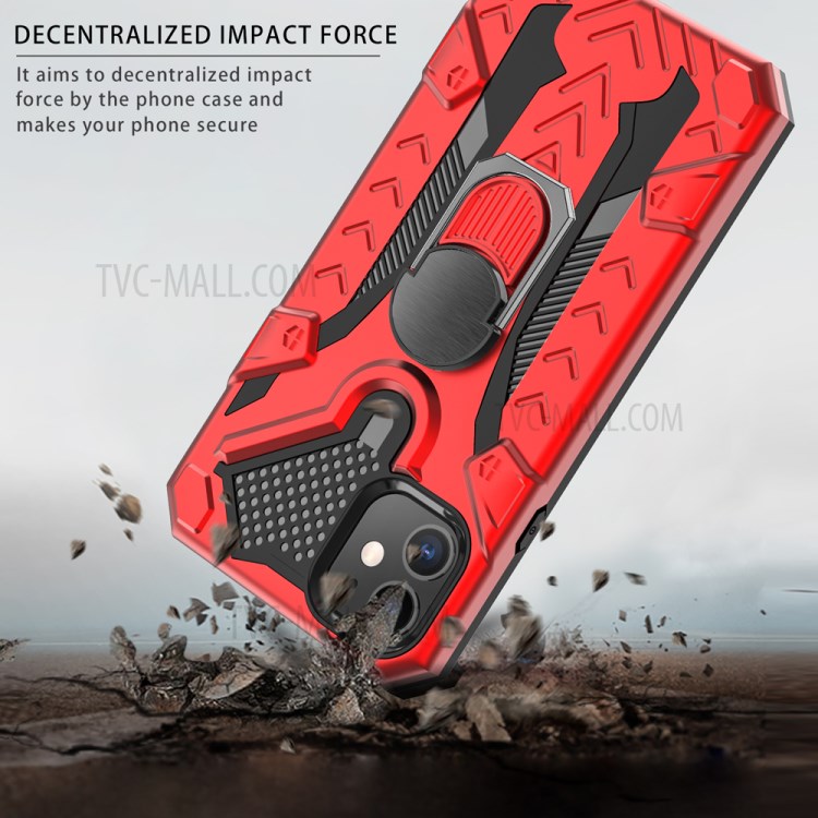 Armor Guard Detachable Kickstand TPU+PC Protector Shell with Metal Sheet for iPhone 11 6.1 inch - Red-5