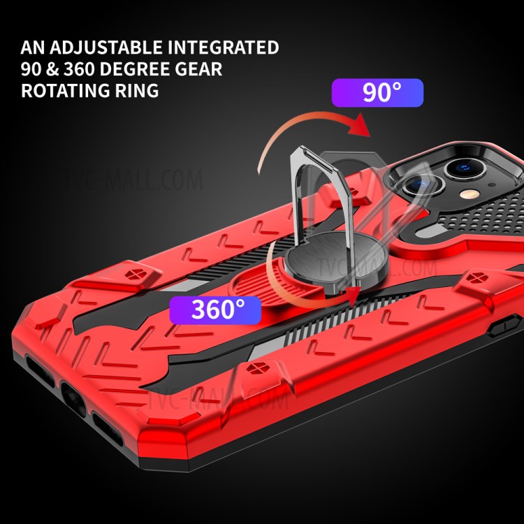 Armor Guard Detachable Kickstand TPU+PC Protector Shell with Metal Sheet for iPhone 11 6.1 inch - Red-8