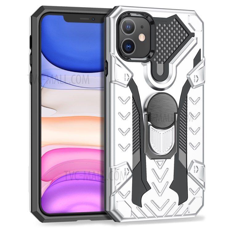 Armor Guard Detachable Kickstand TPU+PC Protector Shell with Metal Sheet for iPhone 11 6.1 inch - Silver-2