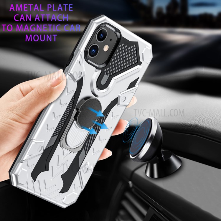 Armor Guard Detachable Kickstand TPU+PC Protector Shell with Metal Sheet for iPhone 11 6.1 inch - Silver-4