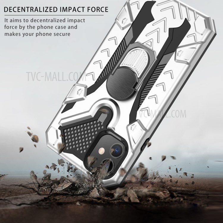 Armor Guard Detachable Kickstand TPU+PC Protector Shell with Metal Sheet for iPhone 11 6.1 inch - Silver-5