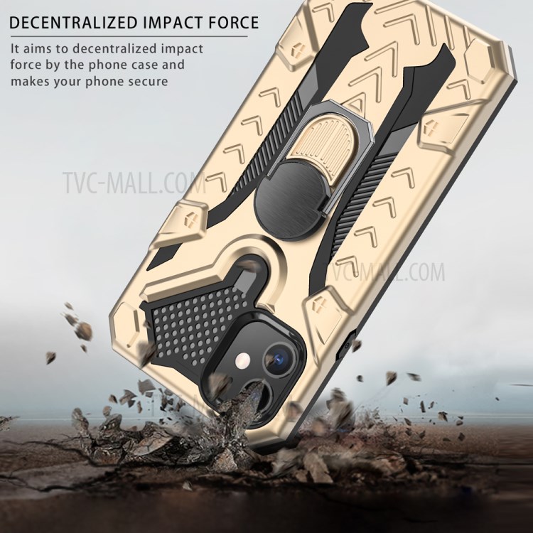 Armor Guard Detachable Kickstand TPU+PC Protector Shell with Metal Sheet for iPhone 11 6.1 inch - Gold-5