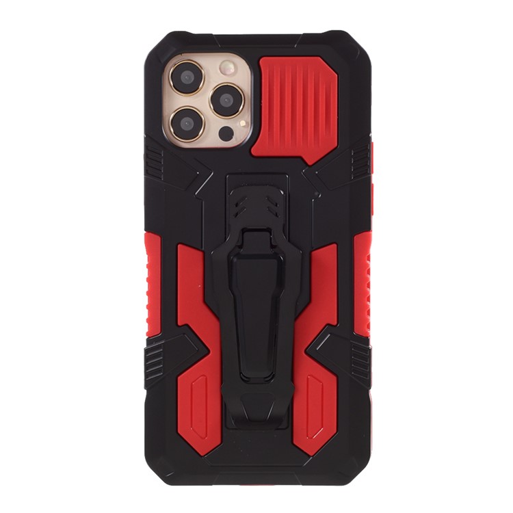 Back Clip Plastic + TPU Hybrid Protector Cover with Kickstand for iPhone 12 Pro Max 6.7 inch - Red-1