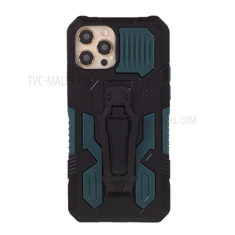Back Clip Plastic + TPU Hybrid Protector Cover with Kickstand for iPhone 12 Pro Max 6.7 inch - Green-1