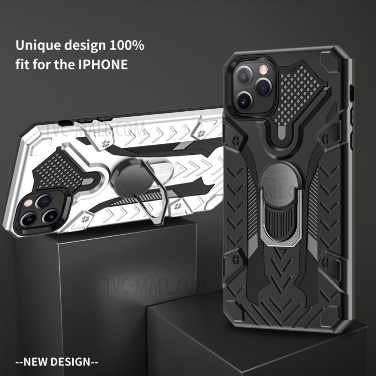 Armor Guard Kickstand TPU+PC Detachable Protector Shell with Metal Sheet for iPhone 12 5.4 inch - Black-4