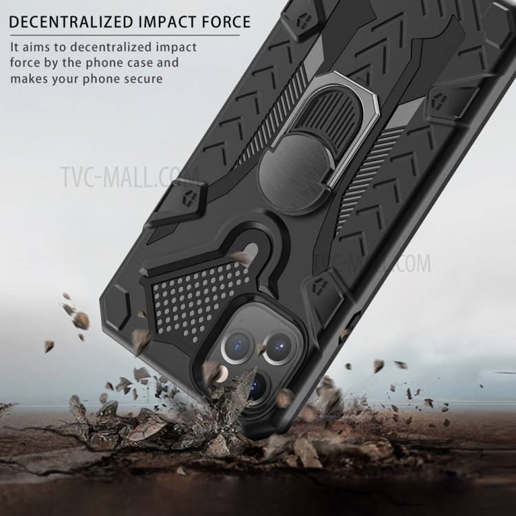 Armor Guard Kickstand TPU+PC Detachable Protector Shell with Metal Sheet for iPhone 12 5.4 inch - Black-6