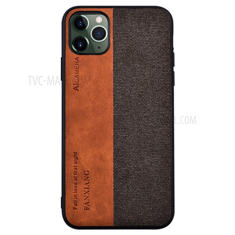 Cloth Texture PU Leather Splicing PC+TPU Combo Shell for iPhone 12 Pro/12 Max 6.1 inch - Brown-2