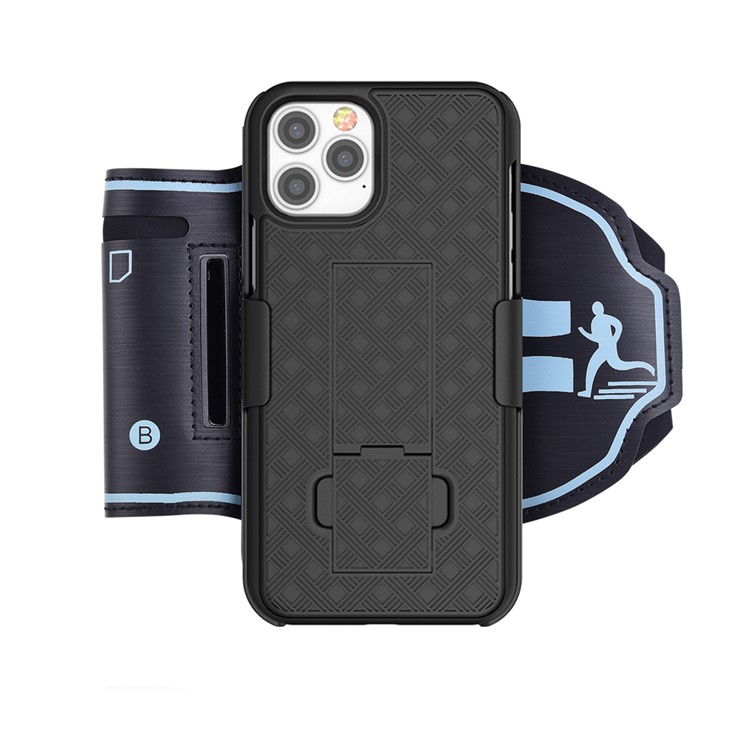 Woven Nylon Sport Arm Band PC Protector Cover with Kickstand for iPhone 12 Pro/12-3