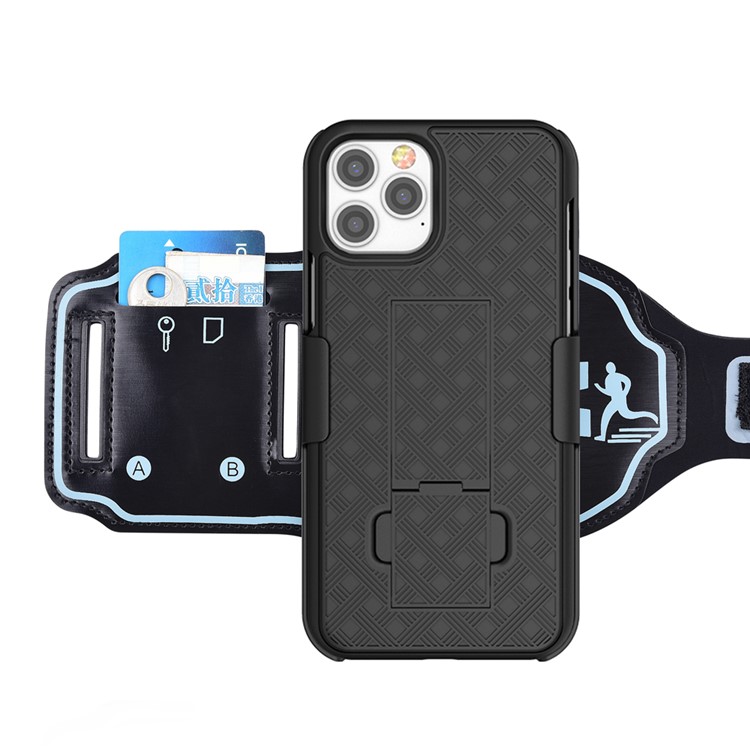 Woven Nylon Sport Arm Band PC Protector Cover with Kickstand for iPhone 12 Pro/12-4