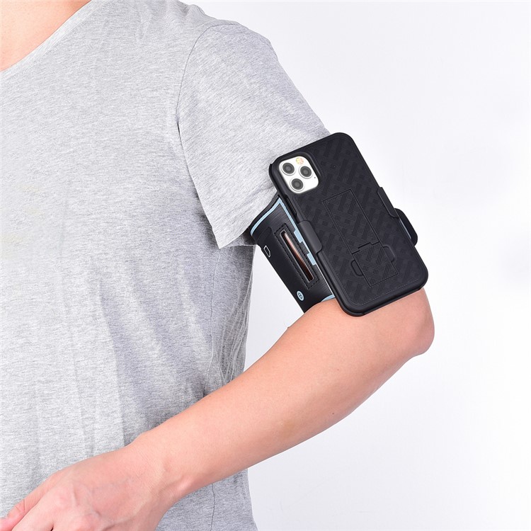 Woven Nylon Sport Arm Band PC Protector Cover with Kickstand for iPhone 12 Pro/12-6
