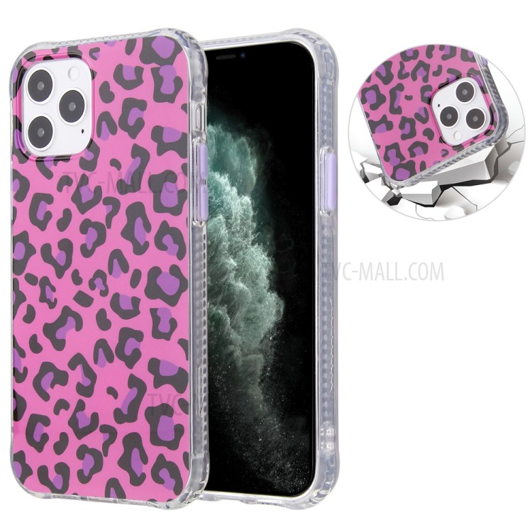 Leopard Pattern PC + TPU Hybrid Case for iPhone 12 Pro/12 - Rose-1