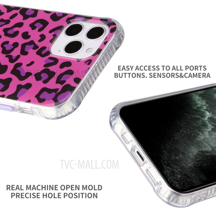 Leopard Pattern PC + TPU Hybrid Case for iPhone 12 Pro/12 - Rose-5