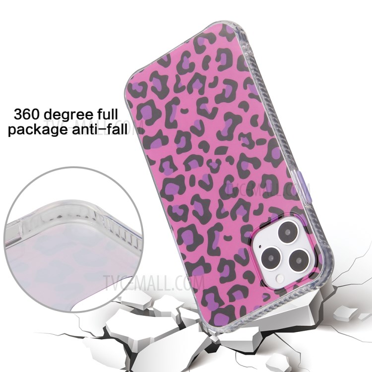 Leopard Pattern PC + TPU Hybrid Case for iPhone 12 Pro/12 - Rose-6