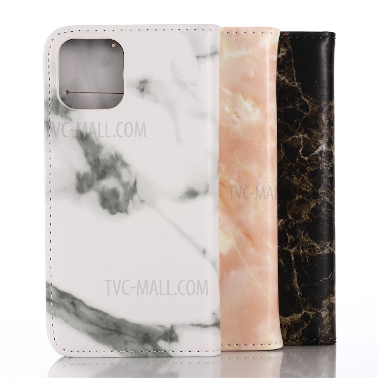 Marble Pattern Leather Protector Wallet Stand Cover for iPhone 12 5.4 inch - White-12