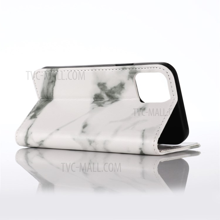 Marble Pattern Leather Protector Wallet Stand Cover for iPhone 12 5.4 inch - White-4