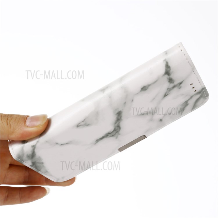 Marble Pattern Leather Protector Wallet Stand Cover for iPhone 12 5.4 inch - White-6