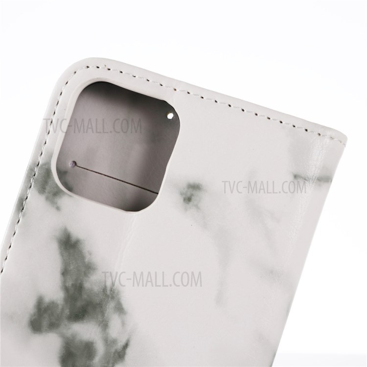 Marble Pattern Leather Protector Wallet Stand Cover for iPhone 12 5.4 inch - White-9